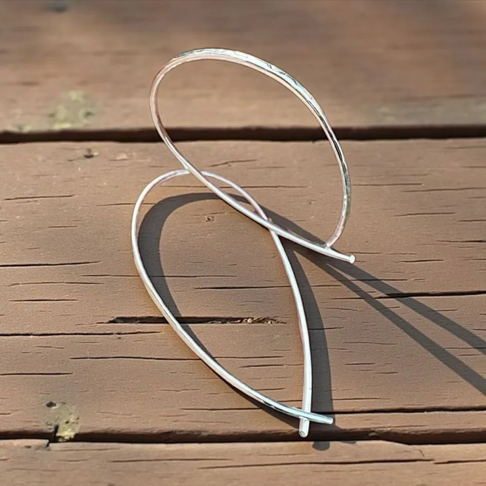 STERLING SILVER HAMMERED HOOP EARRINGS – WOMEN’S TEARDROP DESIGN
